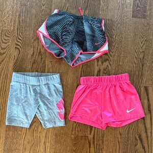Nike Girls' Pink and Gray Shorts Trio